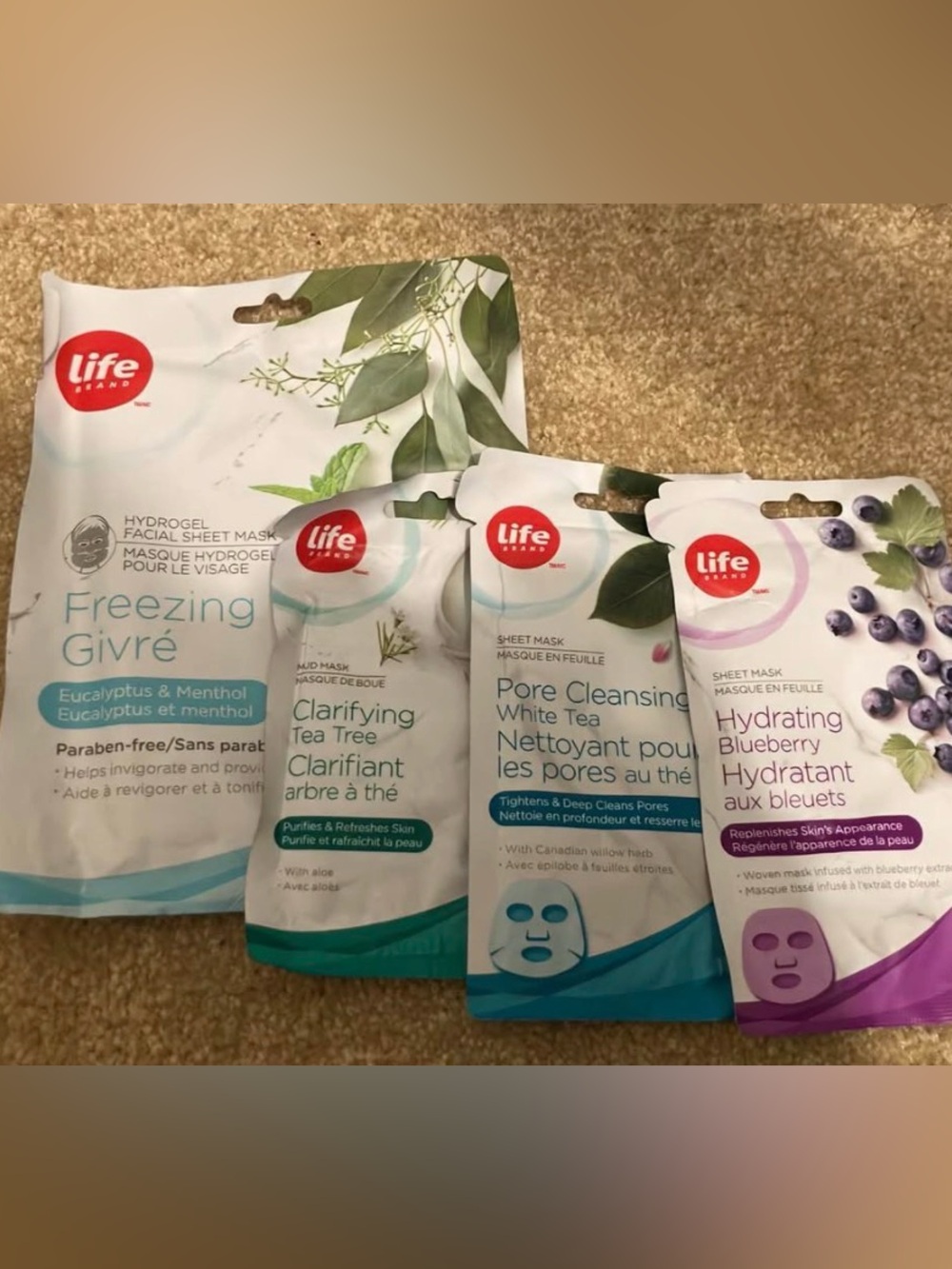 Brand Hydrating Blueberry & Assorted Sheet Mask Set - Purple/Green/White